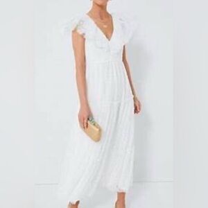 Tuckernuck Giselle embroidered floral tulle gown maxi dress size xxl Blanc white